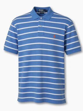 Blue and White Stripe Polo Ralph Lauren Striped Polo - Men's Size Medium
